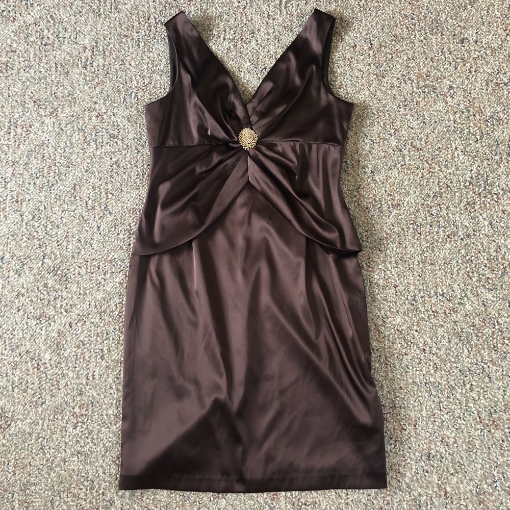 Eliza J New York Cocktail Dress (Brown) - Picture 3 of 11
